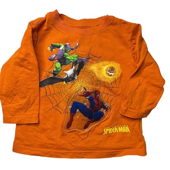 vintage Y2K 2000s retro Orange Marvel Spider-Man long sleeve shirt 24 months - Picture 1 of 7